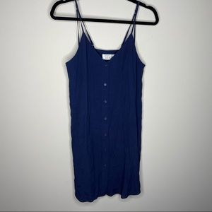 & Other Stories Navy Button Front V-neck dress